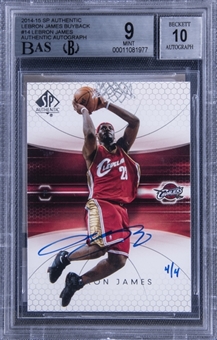 2014-15 SP Authentic LeBron James Buyback #14 LeBron James Signed Card (#4/4) - BGS MINT 9/BGS 10